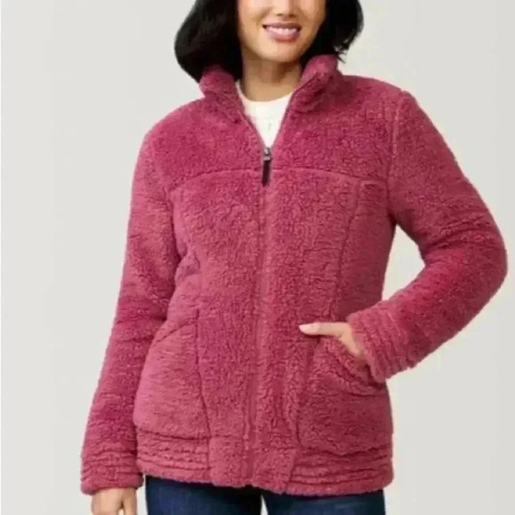 Free Country Jackets & Blazers - Free country Pink Clay Zip up Sherpa jacket